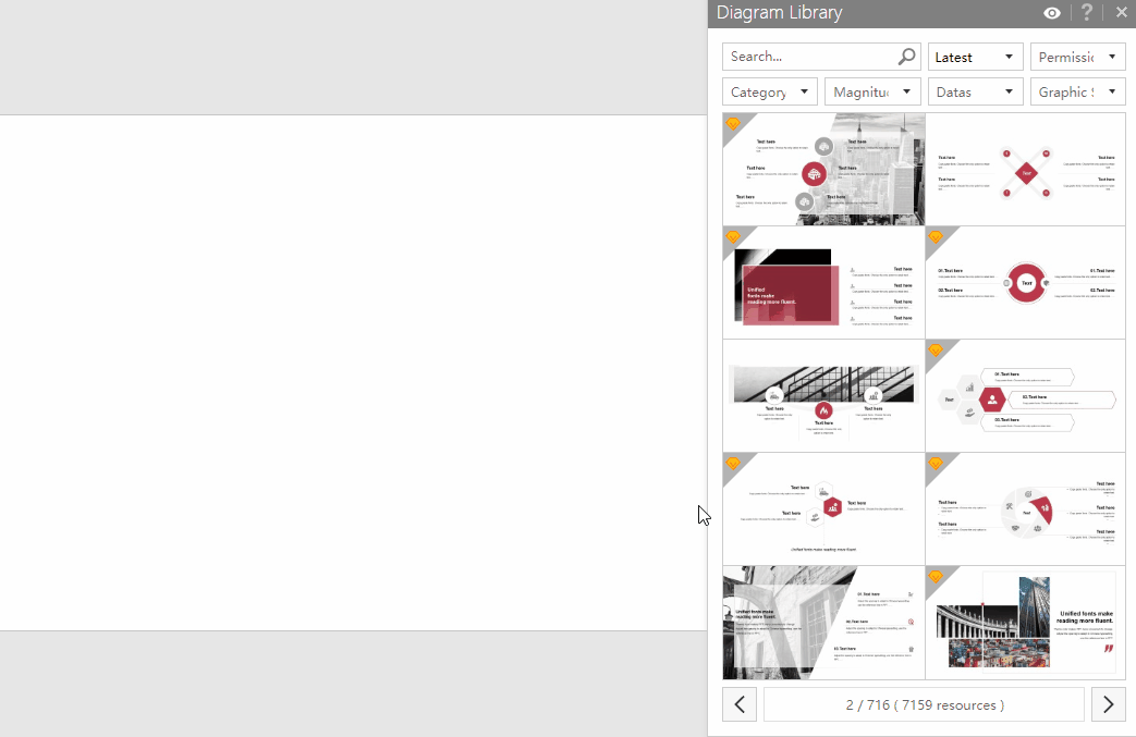 Showing the one click possibilities of the picture, icon and vector libraries.